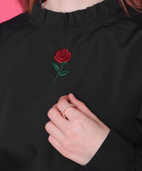 PairPair(ペアペア)の「ローズ刺繍ブラウス(シャツ/ブラウス・レディース・ブラック/オフホワイト・FREE)」の14枚目の写真