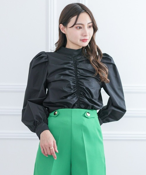 clear(クリア)の「長袖フロントシャーリングデザインブラウス≪2022SS新作≫(シャツ/ブラウス・レディース・ブラック/ブルー/ホワイト・F)」の2枚目の写真