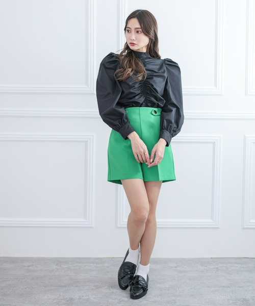 clear(クリア)の「長袖フロントシャーリングデザインブラウス≪2022SS新作≫(シャツ/ブラウス・レディース・ブラック/ブルー/ホワイト・F)」の10枚目の写真