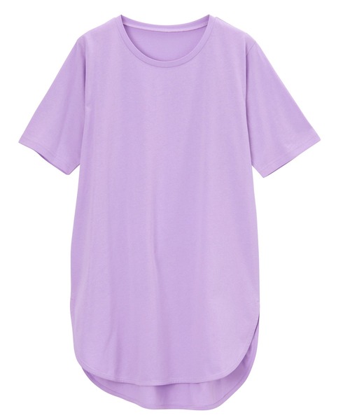 RANAN(ラナン)の「〈Beautiful Cotton 綿100%〉UVカット/接触冷感 ラウンドヘムチュニック(Tシャツ/カットソー・レディース・ブラック/ライトグレー/ネイビー/オフホワイト/グリーン/ダークブルー/イエロー/パープル/チャコール・LL/M/L/3L)」の9枚目の写真