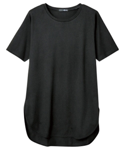 RANAN(ラナン)の「〈Beautiful Cotton 綿100%〉UVカット/接触冷感 ラウンドヘムチュニック(Tシャツ/カットソー・レディース・ブラック/ライトグレー/ネイビー/オフホワイト/グリーン/ダークブルー/イエロー/パープル/チャコール・LL/M/L/3L)」の13枚目の写真
