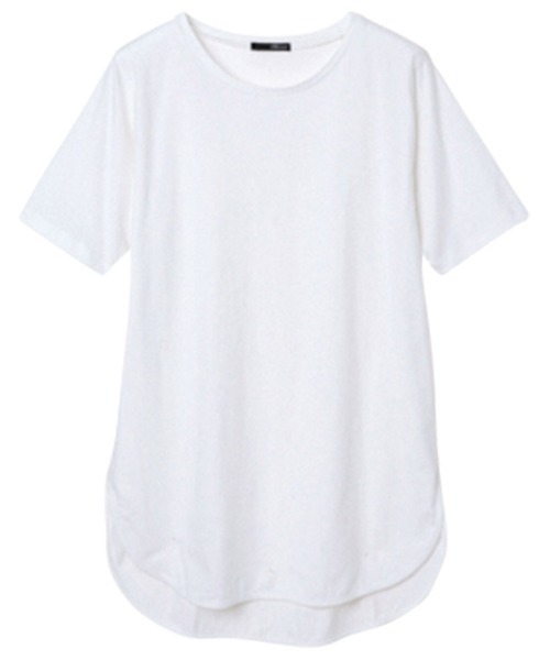 RANAN(ラナン)の「〈Beautiful Cotton 綿100%〉UVカット/接触冷感 ラウンドヘムチュニック(Tシャツ/カットソー・レディース・ブラック/ライトグレー/ネイビー/オフホワイト/グリーン/ダークブルー/イエロー/パープル/チャコール・LL/M/L/3L)」の12枚目の写真
