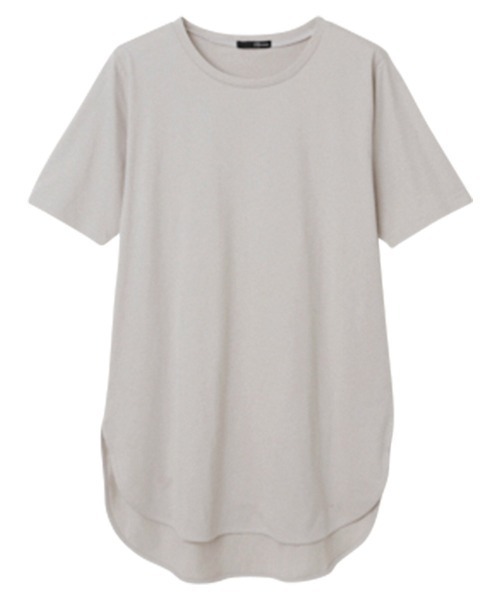 RANAN(ラナン)の「〈Beautiful Cotton 綿100%〉UVカット/接触冷感 ラウンドヘムチュニック(Tシャツ/カットソー・レディース・ブラック/ライトグレー/ネイビー/オフホワイト/グリーン/ダークブルー/イエロー/パープル/チャコール・LL/M/L/3L)」の14枚目の写真