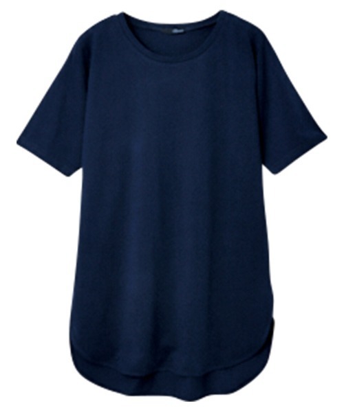 RANAN(ラナン)の「〈Beautiful Cotton 綿100%〉UVカット/接触冷感 ラウンドヘムチュニック(Tシャツ/カットソー・レディース・ブラック/ライトグレー/ネイビー/オフホワイト/グリーン/ダークブルー/イエロー/パープル/チャコール・LL/M/L/3L)」の15枚目の写真