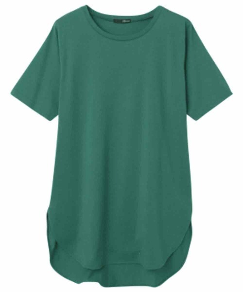RANAN(ラナン)の「〈Beautiful Cotton 綿100%〉UVカット/接触冷感 ラウンドヘムチュニック(Tシャツ/カットソー・レディース・ブラック/ライトグレー/ネイビー/オフホワイト/グリーン/ダークブルー/イエロー/パープル/チャコール・LL/M/L/3L)」の18枚目の写真