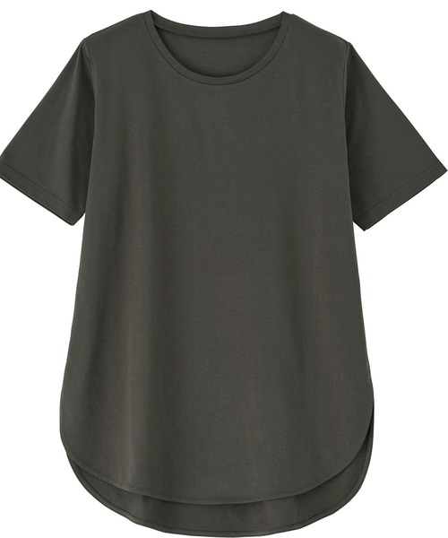 RANAN(ラナン)の「〈Beautiful Cotton 綿100%〉UVカット/接触冷感 ラウンドヘムチュニック(Tシャツ/カットソー・レディース・ブラック/ライトグレー/ネイビー/オフホワイト/グリーン/ダークブルー/イエロー/パープル/チャコール・LL/M/L/3L)」の19枚目の写真