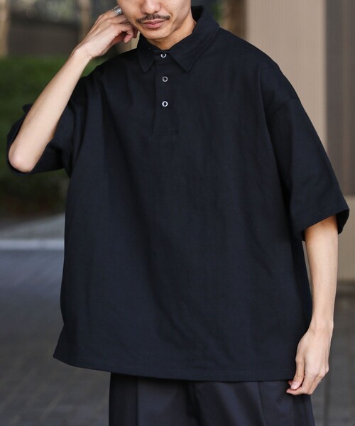 FREAK'S STORE（フリークスストア）の「WEB限定 ビッグシルエット マックスウェイト ポロシャツ/ヘビーウェイト/オーバーサイズポロ（ポロシャツ・メンズ・ダークグリーン/ネイビー/ブラック/グレイッシュベージュ/ホワイト/アッシュグレー・MEDIUM/LARGE/SMALL）」の3枚目の写真