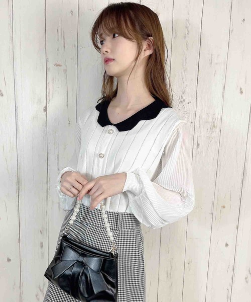 Clice de Paris(クリシェドゥパリス)の「K/異素材TOPS(その他トップス・レディース・ホワイト/ブルー・ONESIZE)」の1枚目の写真