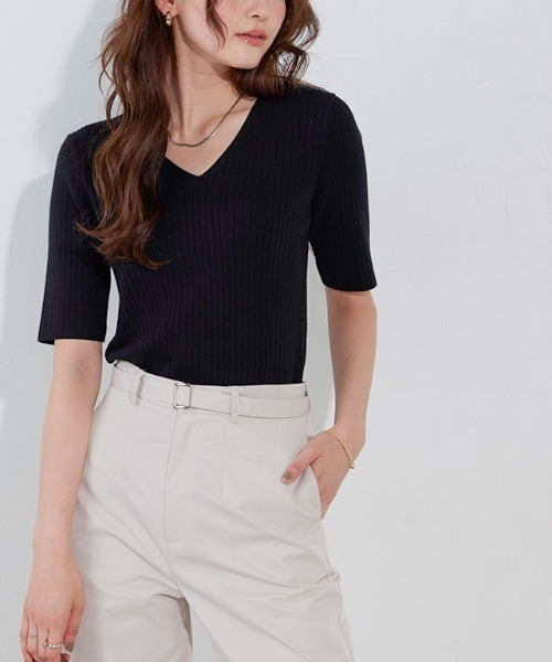 アパルトモンドゥーズィエムクラス Ｖネック シルク カットソー 美品 Deuxieme Classe(ドゥーズィエムクラス) Vネックニットセーター