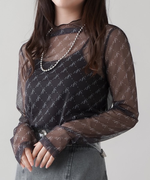 SPINNS(スピンズ)の「モノグラムシアータートルネックカットソー(Tシャツ/カットソー・レディース・ホワイト×ブラック/ブラック×ホワイト/グリーン系その他/ブラウン系その他・ONESIZE)」の16枚目の写真