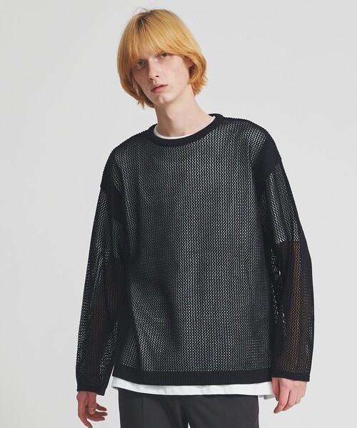 LiNoH（リノー）の「CODE YARN MESH L/S KNIT（ニット/セーター・メンズ・ブラック/ブルー/オフホワイト・1/2）」の3枚目の写真