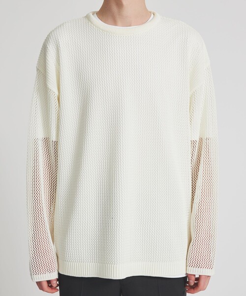 LiNoH セーター ニット 「LiNoH」CODE YARN MESH S/S KNIT