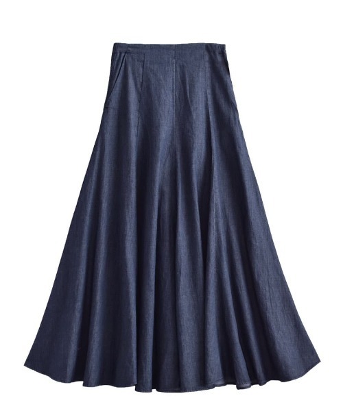 zootie（ズーティー）の「アビーベーシックライトデニム［マキシフレアスカート］（デニムスカート・レディース・ブラック/ネイビー・M）」の4枚目の写真