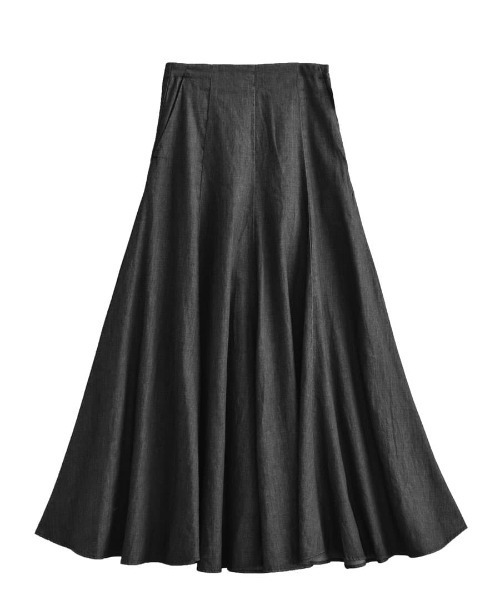 zootie（ズーティー）の「アビーベーシックライトデニム［マキシフレアスカート］（デニムスカート・レディース・ブラック/ネイビー・M）」の3枚目の写真