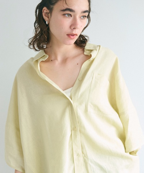 coca（coca）（コカ）の「レーヨンリネンポンチョシャツ（シャツ/ブラウス・レディース・ブラック/アイボリー/ホワイト/ライトグリーン/グレイッシュベージュ/ライトピンク/イエロー・M/L）」の11枚目の写真