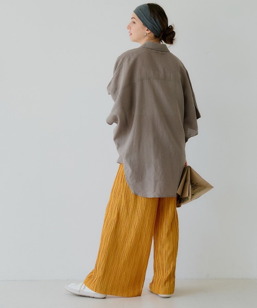 coca（coca）（コカ）の「レーヨンリネンポンチョシャツ（シャツ/ブラウス・レディース・ブラック/アイボリー/ホワイト/ライトグリーン/グレイッシュベージュ/ライトピンク/イエロー・M/L）」の13枚目の写真