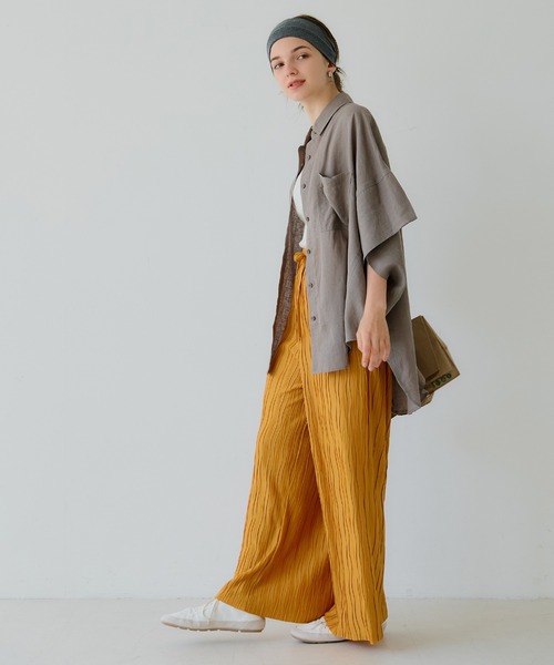 coca（coca）（コカ）の「レーヨンリネンポンチョシャツ（シャツ/ブラウス・レディース・ブラック/アイボリー/ホワイト/ライトグリーン/グレイッシュベージュ/ライトピンク/イエロー・M/L）」の15枚目の写真