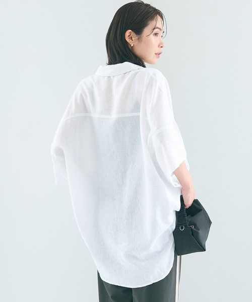 coca（coca）（コカ）の「レーヨンリネンポンチョシャツ（シャツ/ブラウス・レディース・ブラック/アイボリー/ホワイト/ライトグリーン/グレイッシュベージュ/ライトピンク/イエロー・M/L）」の22枚目の写真