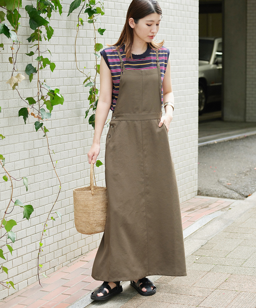 JOURNAL STANDARD(ジャーナルスタンダード)の「エアーツイルサロペット(ワンピース・レディース・ブラック/カーキ・38/36)」の2枚目の写真