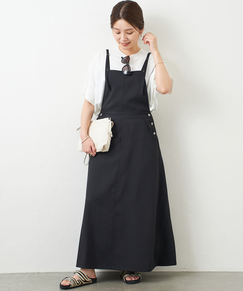 JOURNAL STANDARD(ジャーナルスタンダード)の「エアーツイルサロペット(ワンピース・レディース・ブラック/カーキ・38/36)」の1枚目の写真