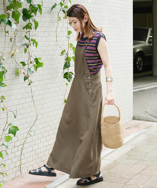 JOURNAL STANDARD(ジャーナルスタンダード)の「エアーツイルサロペット(ワンピース・レディース・ブラック/カーキ・38/36)」の6枚目の写真