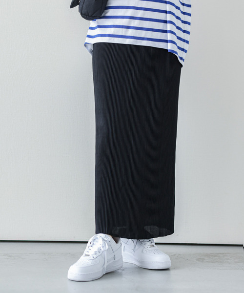 SUGAR BISKET(シュガービスケット)の「セルフカットプリーツIラインスカート(スカート・レディース・ブラック/ベージュ/ピンク/オレンジ/グリーン/マスタード/ホワイト系その他/オレンジ系その他・S/L)」の3枚目の写真