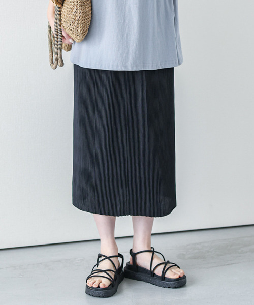 SUGAR BISKET(シュガービスケット)の「セルフカットプリーツIラインスカート(スカート・レディース・ブラック/ベージュ/ピンク/オレンジ/グリーン/マスタード/ホワイト系その他/オレンジ系その他・S/L)」の9枚目の写真