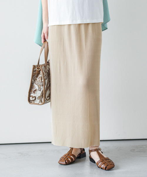 SUGAR BISKET(シュガービスケット)の「セルフカットプリーツIラインスカート(スカート・レディース・ブラック/ベージュ/ピンク/オレンジ/グリーン/マスタード/ホワイト系その他/オレンジ系その他・S/L)」の18枚目の写真