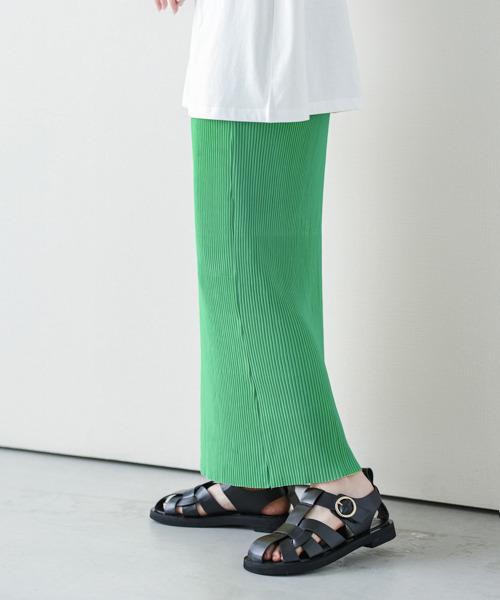 SUGAR BISKET(シュガービスケット)の「セルフカットプリーツIラインスカート(スカート・レディース・ブラック/ベージュ/ピンク/オレンジ/グリーン/マスタード/ホワイト系その他/オレンジ系その他・S/L)」の10枚目の写真