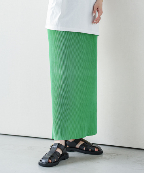 SUGAR BISKET(シュガービスケット)の「セルフカットプリーツIラインスカート(スカート・レディース・ブラック/ベージュ/ピンク/オレンジ/グリーン/マスタード/ホワイト系その他/オレンジ系その他・S/L)」の12枚目の写真