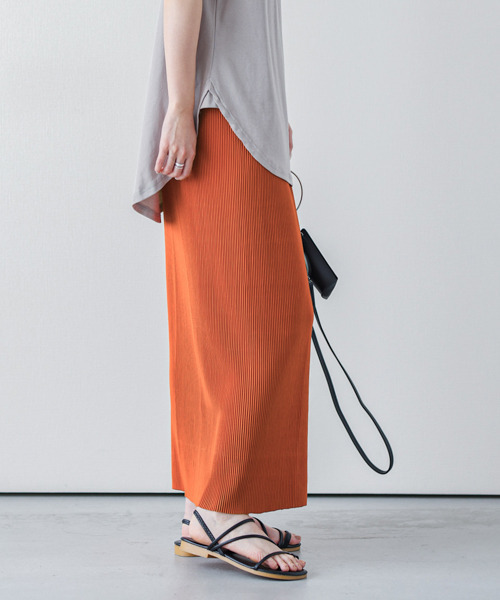 SUGAR BISKET(シュガービスケット)の「セルフカットプリーツIラインスカート(スカート・レディース・ブラック/ベージュ/ピンク/オレンジ/グリーン/マスタード/ホワイト系その他/オレンジ系その他・S/L)」の13枚目の写真