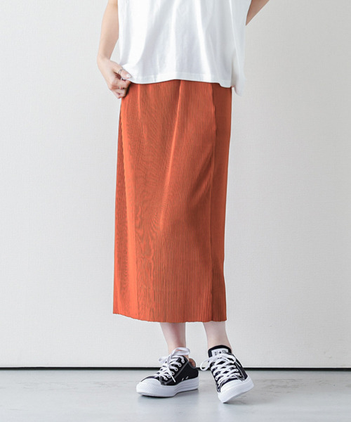 SUGAR BISKET(シュガービスケット)の「セルフカットプリーツIラインスカート(スカート・レディース・ブラック/ベージュ/ピンク/オレンジ/グリーン/マスタード/ホワイト系その他/オレンジ系その他・S/L)」の11枚目の写真