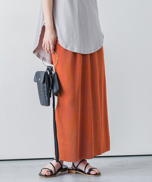 SUGAR BISKET(シュガービスケット)の「セルフカットプリーツIラインスカート(スカート・レディース・ブラック/ベージュ/ピンク/オレンジ/グリーン/マスタード/ホワイト系その他/オレンジ系その他・S/L)」の22枚目の写真