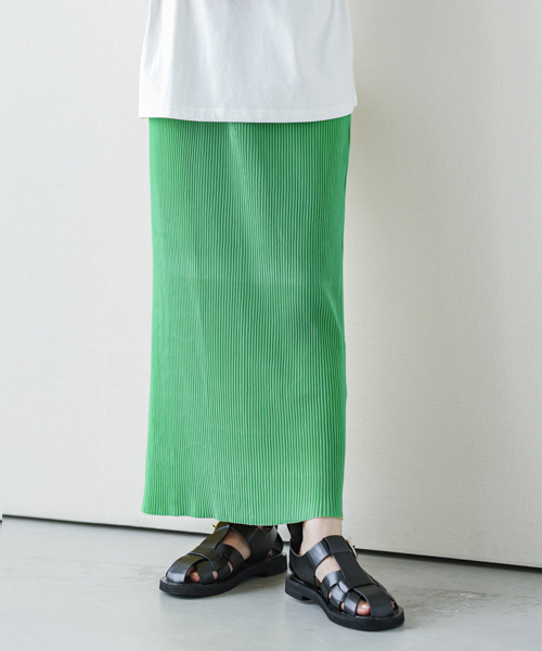 SUGAR BISKET(シュガービスケット)の「セルフカットプリーツIラインスカート(スカート・レディース・ブラック/ベージュ/ピンク/オレンジ/グリーン/マスタード/ホワイト系その他/オレンジ系その他・S/L)」の15枚目の写真