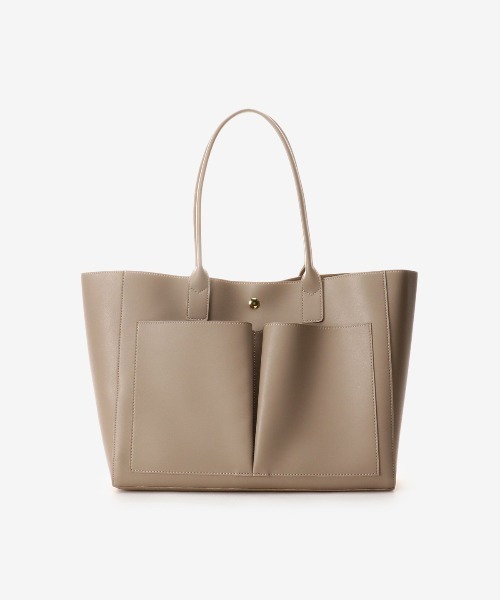 & chouette（アンドシュエット）の「フロントポケット A4対応トート（トートバッグ・レディース・グレイッシュベージュ/ブラック/グレー/ライトグレー/ベージュ/ミント・FREE）」の5枚目の写真