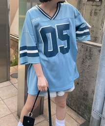 WEGO/ラインリブBIGメッシュT