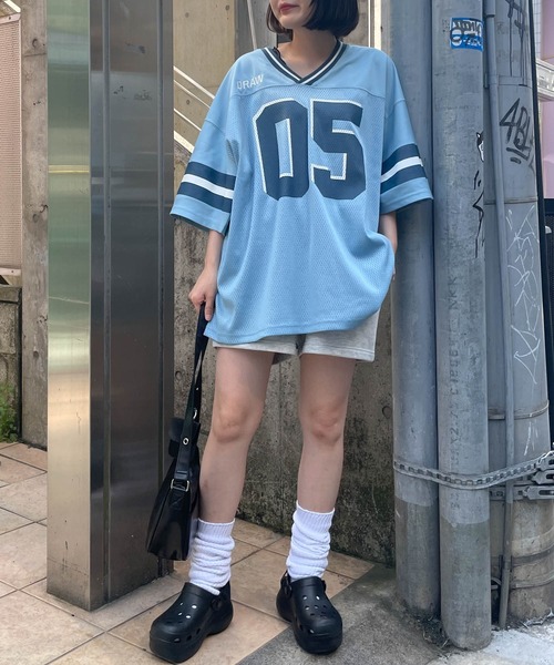WEGO(ウィゴー)の「WEGO/ラインリブBIGメッシュT(Tシャツ/カットソー・レディース・ホワイト/サックスブルー・FREE)」の14枚目の写真
