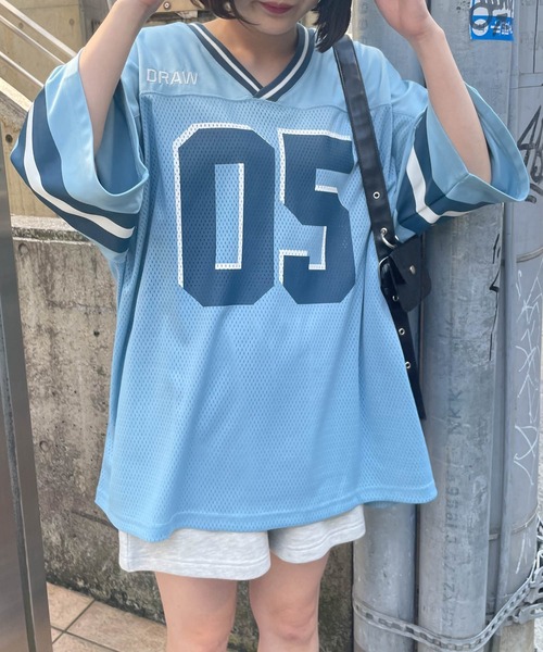 WEGO(ウィゴー)の「WEGO/ラインリブBIGメッシュT(Tシャツ/カットソー・レディース・ホワイト/サックスブルー・FREE)」の20枚目の写真