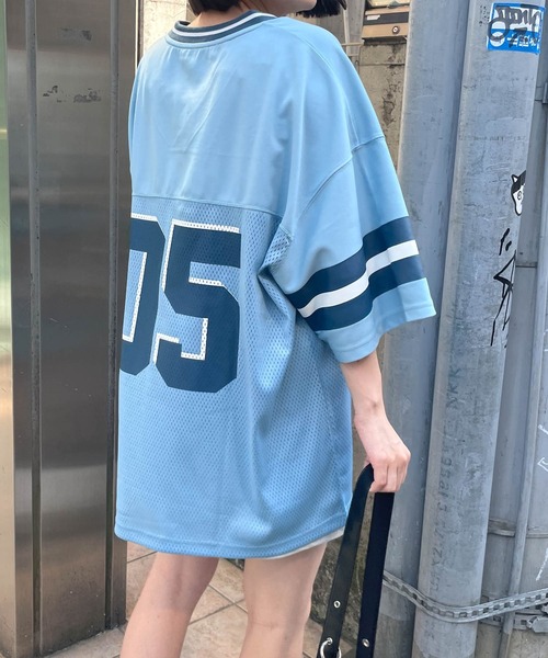 WEGO(ウィゴー)の「WEGO/ラインリブBIGメッシュT(Tシャツ/カットソー・レディース・ホワイト/サックスブルー・FREE)」の16枚目の写真