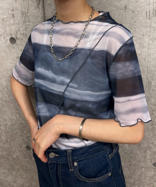 byYOUANCE（バイユアンス）の「シアーメロウプリントT（Tシャツ/カットソー・レディース・ブラック系その他/アニマル/オレンジ系その他/ブルー系その他/その他1/その他2/その他3・FREE）」の5枚目の写真