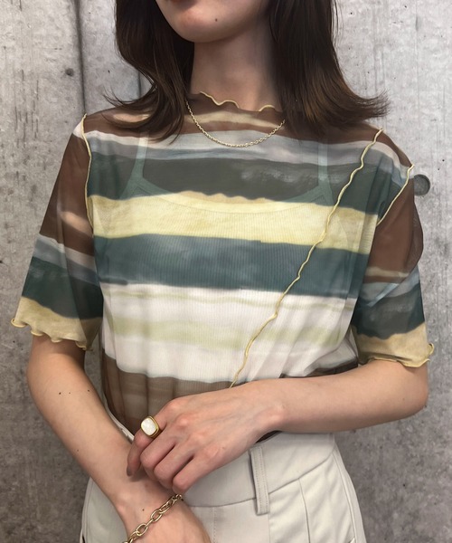 byYOUANCE（バイユアンス）の「シアーメロウプリントT（Tシャツ/カットソー・レディース・ブラック系その他/アニマル/オレンジ系その他/ブルー系その他/その他1/その他2/その他3・FREE）」の6枚目の写真