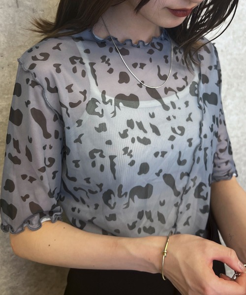 byYOUANCE（バイユアンス）の「シアーメロウプリントT（Tシャツ/カットソー・レディース・ブラック系その他/アニマル/オレンジ系その他/ブルー系その他/その他1/その他2/その他3・FREE）」の7枚目の写真