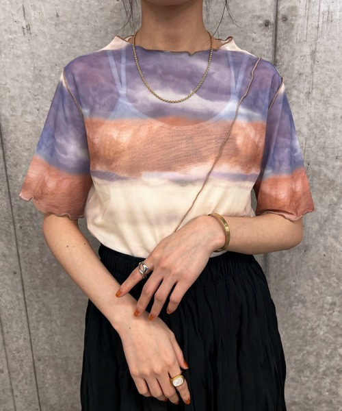 byYOUANCE（バイユアンス）の「シアーメロウプリントT（Tシャツ/カットソー・レディース・ブラック系その他/アニマル/オレンジ系その他/ブルー系その他/その他1/その他2/その他3・FREE）」の8枚目の写真