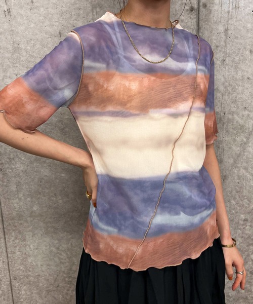 byYOUANCE（バイユアンス）の「シアーメロウプリントT（Tシャツ/カットソー・レディース・ブラック系その他/アニマル/オレンジ系その他/ブルー系その他/その他1/その他2/その他3・FREE）」の14枚目の写真