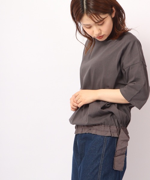 Quelle Chance(ケルシャンス)の「Quelle chance ウエストテープクルートップス(Tシャツ/カットソー・レディース・チャコールグレー/ミント/ホワイト系その他・M/L)」の8枚目の写真