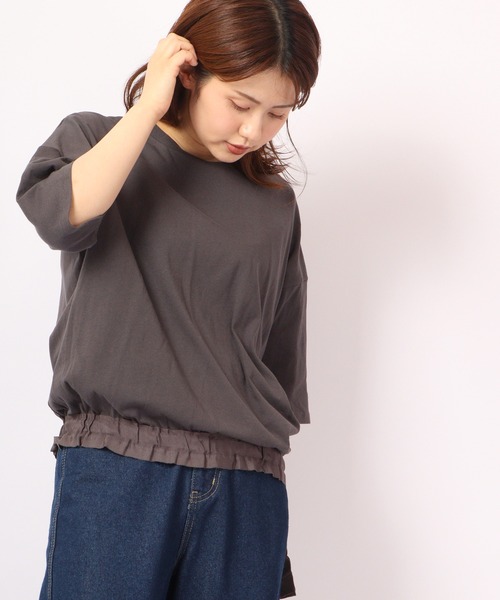 Quelle Chance(ケルシャンス)の「Quelle chance ウエストテープクルートップス(Tシャツ/カットソー・レディース・チャコールグレー/ミント/ホワイト系その他・M/L)」の7枚目の写真