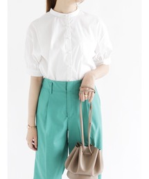 パール釦バンドカラーシャツ