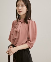 VIS | 【EASY CARE】【リボン取り外し可能】柄＆無地リボンブラウス(シャツ/ブラウス)