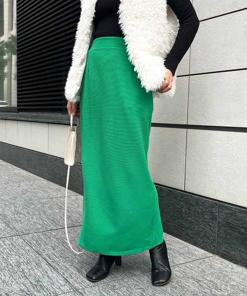 prose verse（プロズヴェール）の「バックスリットリップルポンチナロースカート（スカート・レディース・ブラック/ベージュ/オフホワイト/オレンジ/ブルー/グリーン・ﾌﾘ-/FREE）」の8枚目の写真