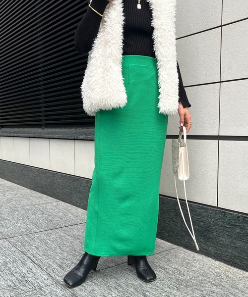 prose verse（プロズヴェール）の「バックスリットリップルポンチナロースカート（スカート・レディース・ブラック/ベージュ/オフホワイト/オレンジ/ブルー/グリーン・ﾌﾘ-/FREE）」の9枚目の写真